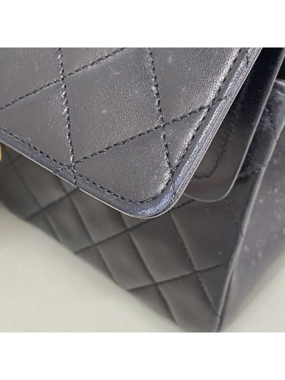 Chanel Shoulder Bag Quilted Lambskin Black Gold
